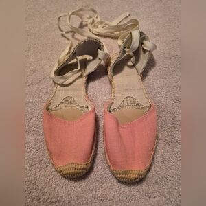 Pink Espadrille Ankle Wrap Sandals Women’s Size 7